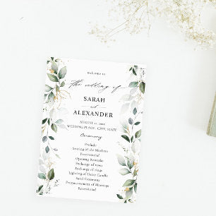 Eucalyptus Glow Gold Greenery Wedding Program 2