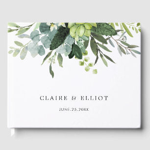 Eucalyptus Green Foliage Wedding Guest Book