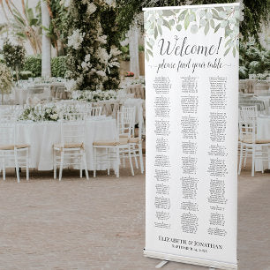 Eucalyptus & Greenery Alphabetical Seating Chart Retractable Banner