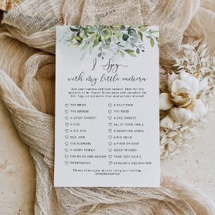 Eucalyptus I spy with my camera wedding game