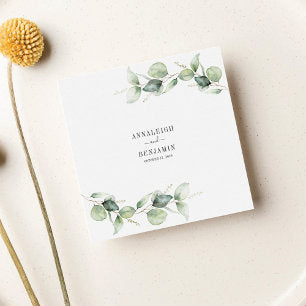 Eucalyptus Leaves Greenery Wedding Cocktail Napkins