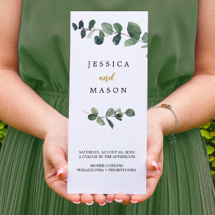 Eucalyptus Tri-Fold Wedding Program Flyer