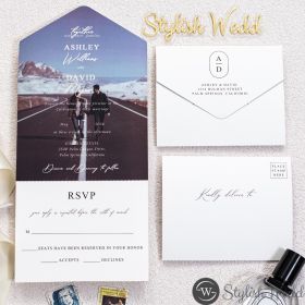 Envelope Shaped Collapsible Integrated Wedding Invitation With Custom Photo Print Swi136