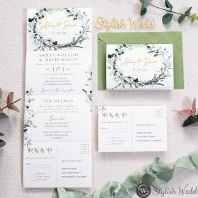 Botanical Theme Integrated Foldable Invitation Swi139
