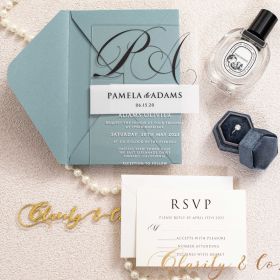 Modern Acrylic Wedding Invitation With Calligraphy Names And Vellum Belly Band CAX162