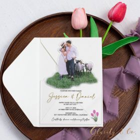 Avant-Garde Portrait Irregular Acrylic Invitations CAX167