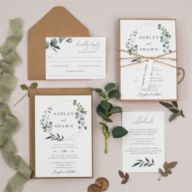 Rustic Greenery Monogram Backyard Wedding Invitation CI508