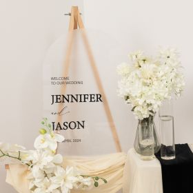 Modern Frosted Acrylic Wedding Welcome sign with Black Acrylic Names CS088