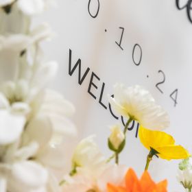 Clear Acrylic Wedding Table Sign - Welcome to Our Wedding