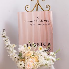 Silver Mirror Acrylic Wedding Welcome Sign with Black Acrylic Names CS110