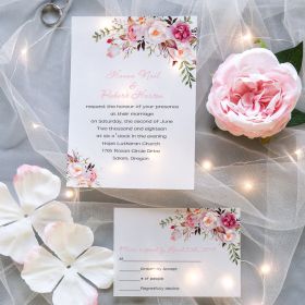 Blush Floral UV Printing Vellum Wedding Invitations CUI001