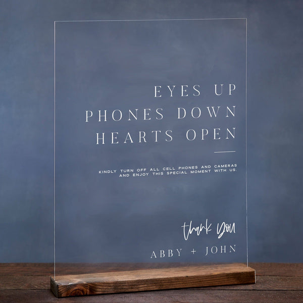 Eyes Up, Phones Down, Hearts Open Unplugged Ceremony Sign
