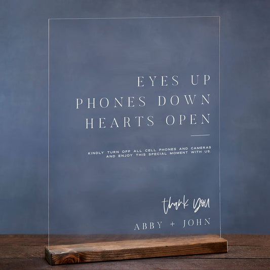 Eyes Up, Phones Down, Hearts Open Unplugged Ceremony Sign