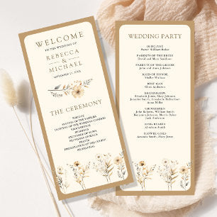 Fall Autumn Boho Wildflower Wedding Program