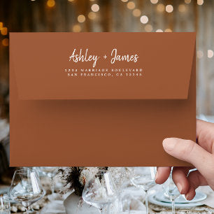 Fall Love TerraCotta Wedding Return Address Envelope