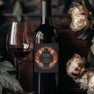 Fantasy Enchanted Floral Garden Wedding Wine Label