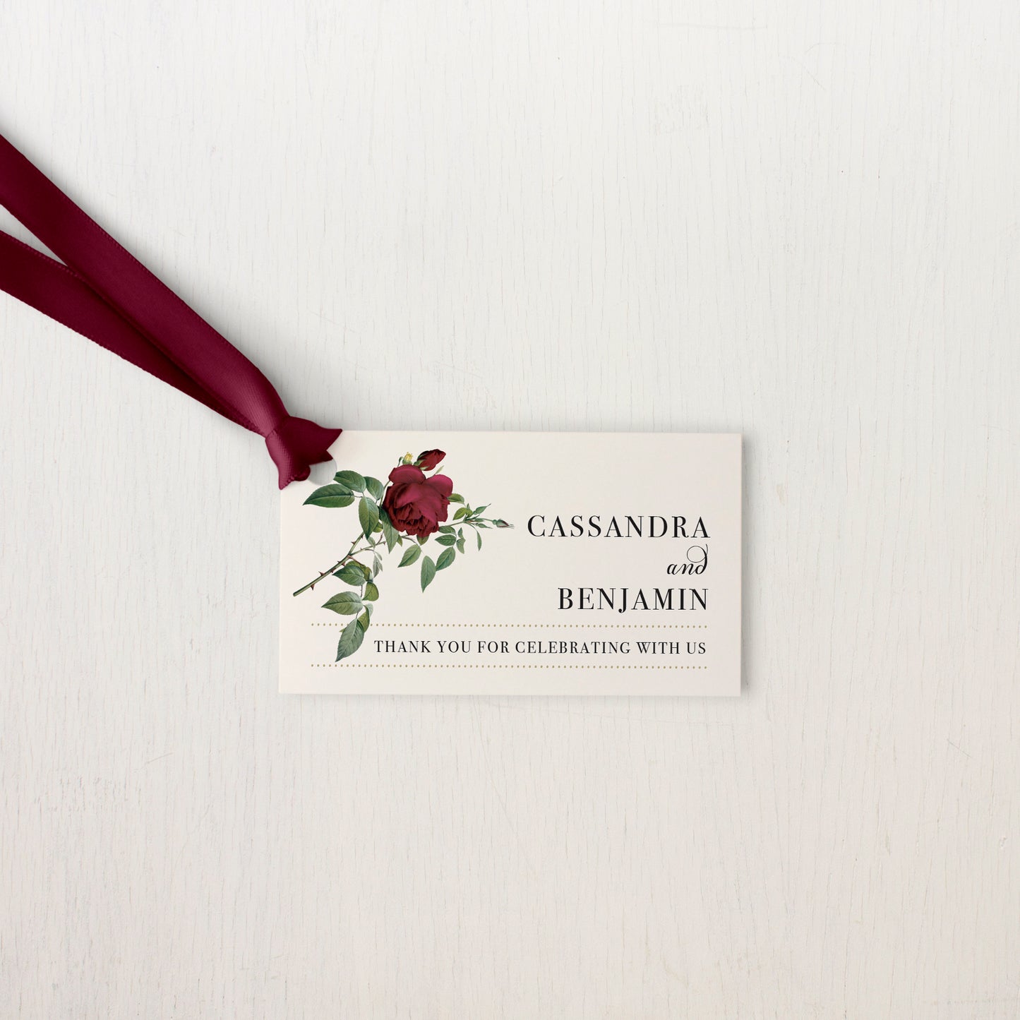 Ivory & Burgundy Favor Tags