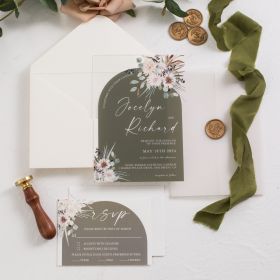 Enchanted Wildflower Arch Acrylic Invitation With Blank Vellum Pocket CAPV027