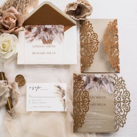 Reeds Design Acrylic Invitation with Rose Gold Velvet Laser Cut Pocket CAPL035