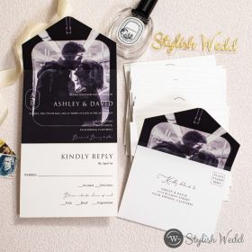 All-In-One Unique Foldable Flat Wedding Invitation Printed Personalized Photo Swi134