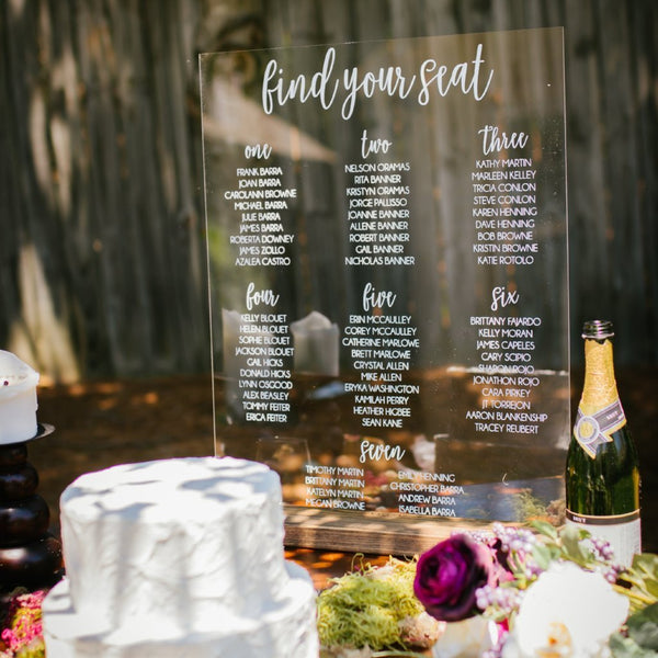 Custom Wedding Seating Chart - Acrylic Seating Chart Sign for Wedding Reception