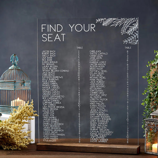 Find Your Seat Floral Acrylic Seating Chart