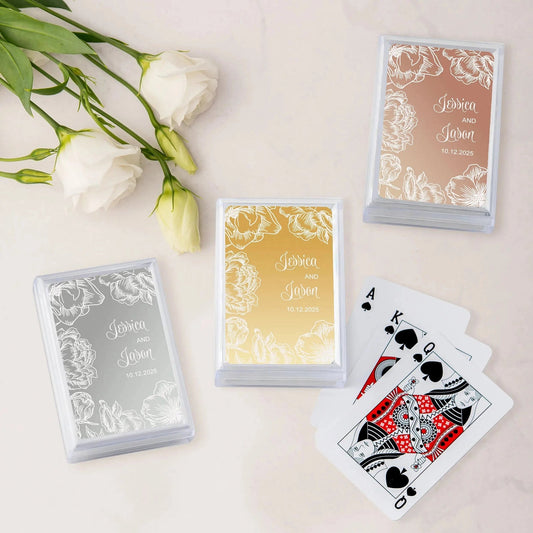 Floral Metallic Playing Card