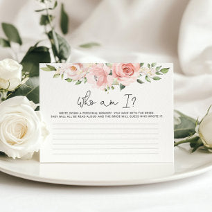Floral blush Who am I bridal shower game