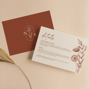 Floral Minimalist Terracotta Burnt Orange Wedding Enclosure Card