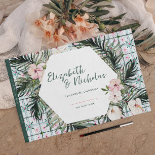 Floral Tiles Moroccan Tropical Wedding Guest Book