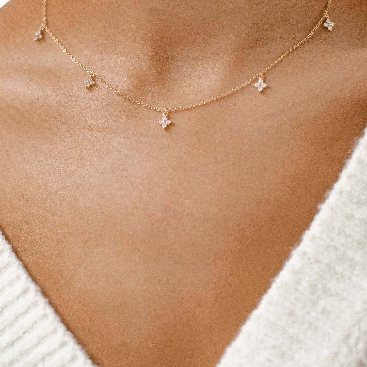 Floret Charm Necklace Sterling Silver