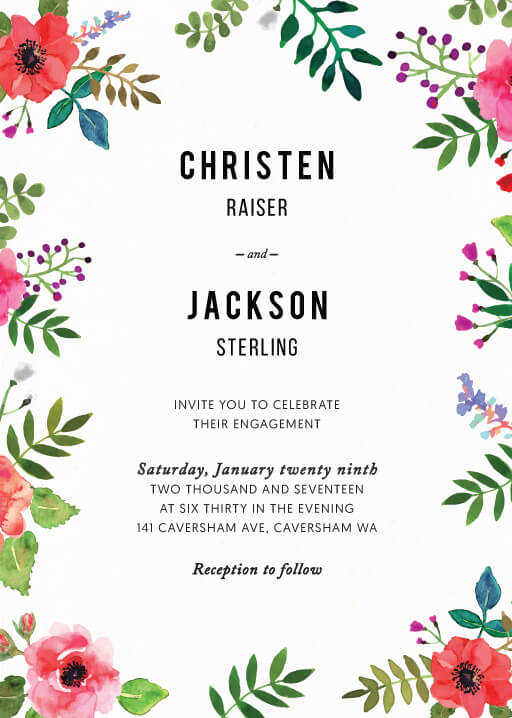 Flos Paradisi Engagement Invitations by Phabo R.