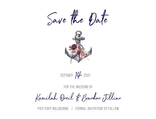 Flower Anchor Save The Date Cards by Yunita Y.