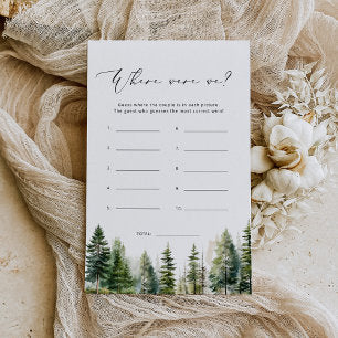 Forest pine trees Where were we bridal shower game