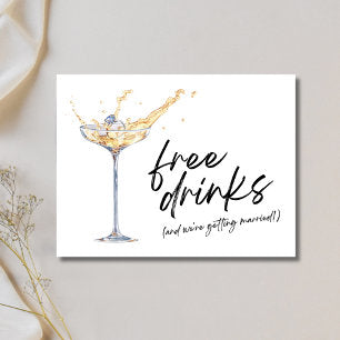 Free Drinks Champagne Glass Wedding Save the Date Announcement Postcard