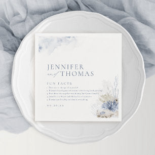 Fun facts blue coral & seashells beach Wedding Napkins