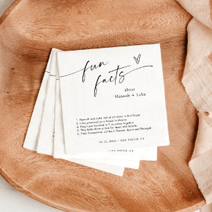 Fun Facts Wedding Napkins Modern Minimalist