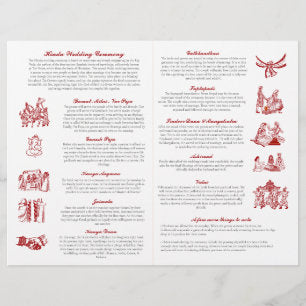 Ganesh Red Hindu Wedding Ceremony Folded Program
