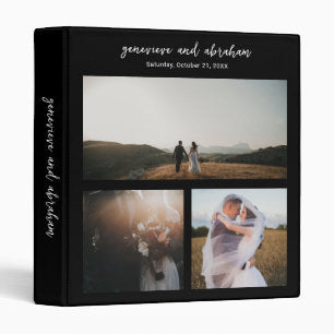 Genevieve Black Photo Modern Wedding 3 Ring Binder