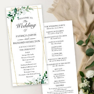 Geometric Floral Greenery Wedding Ceremony Program
