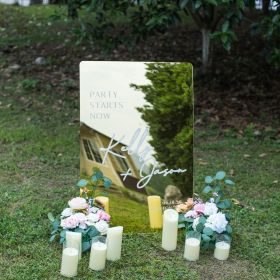 Modern Simple Gold Mirror Wedding Sign CS080