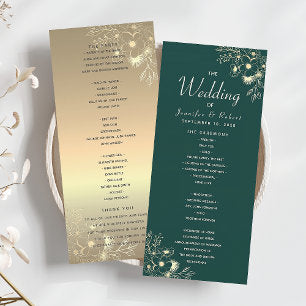 Gold and Emerald Green Wedding Program