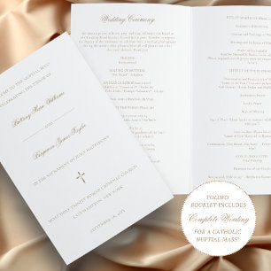 Gold Catholic Wedding Ceremony with Mass Program