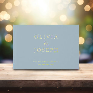 Gold Foil Wedding Custom Dusty Blue Foil Guest Book