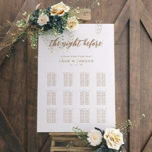Gold Night Before Rehearsal Dinner Seating Chart Foam Board
