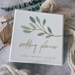 Gold Veined Eucalyptus Wedding Planner 3 Ring Binder
