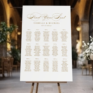 Gold Vintage Classic Script Wedding Seating Chart Foam Board
