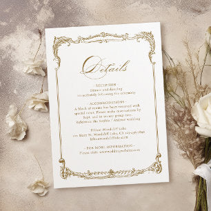 Gold Vintage Frame Classic Script Wedding Details Enclosure Card