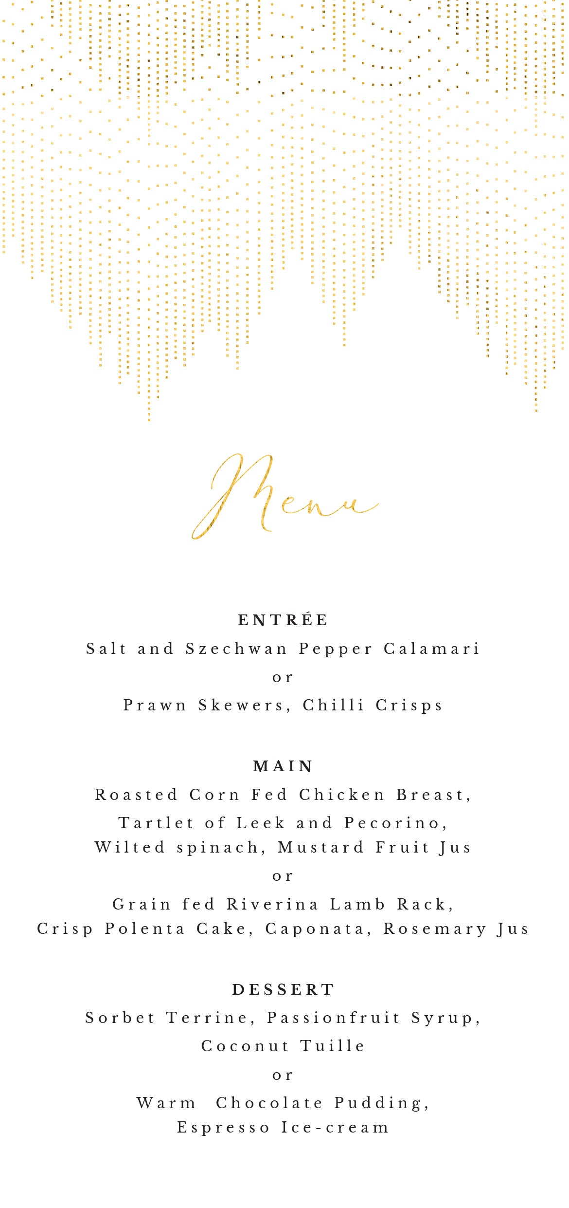 Gold DustMenu Cards by Amber B.