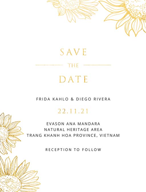 Golden Sunflower Save The Date Cards by Alexander K.